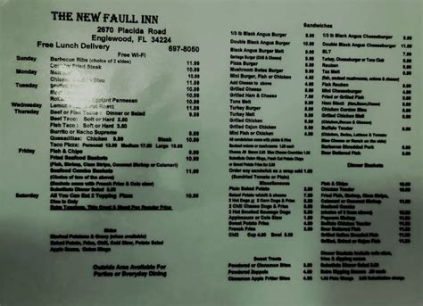276 reviews 21 of 68 Restaurants in Englewood American Bar Pizza. . The new faull inn menu